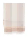 D Exterior Striped Fringed Scarf In Neutral