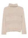 D Exterior Striped Roll-neck Sweater In Neutral