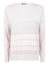 D Exterior D.exterior Boatneck Long Sleeves Oversized Stripes Lux Sweater In Pink