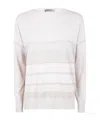 D Exterior D.exterior Boatneck Long Sleeves Oversized Stripes Lux Sweater In Pink