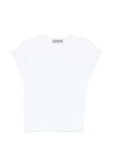 D Exterior Stripe-sleeve T-shirt In White