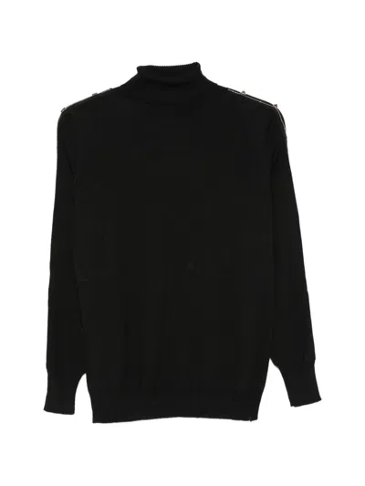D Exterior Stud-embellished Roll-neck Sweater In Black