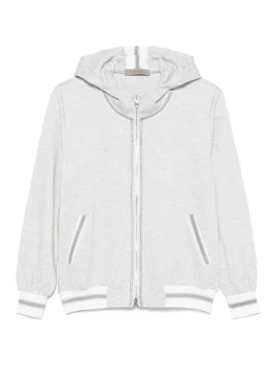 D Exterior Grey Hoodie With Lurex Detailing In Gray