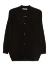D Exterior Button-up Gray Knit Sweater With V-neckline In Black