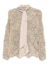 D Exterior Beige Knit Sweater With Openwork Design In Multi