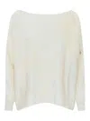 D Exterior Cashmere Blend Sweater With Floral Embroidery In White