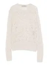 D Exterior Knit Sweater With Lace-like Pattern In White