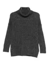 D Exterior Textured Knit Sweater With Diamond Openwork Details In Gray