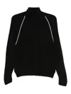 D Exterior Cashmere-blend High Neck Sweater With Metallic Accents In Black
