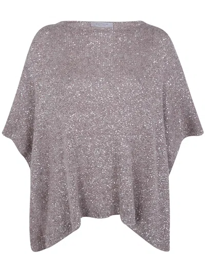 D Exterior D. Exterior Sweater Soft Alpaca Crystals Cape In Gray