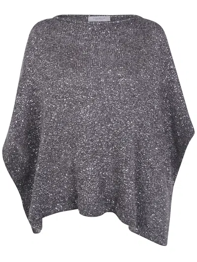 D Exterior D. Exterior Sweater Soft Alpaca Crystals Cape In Gray