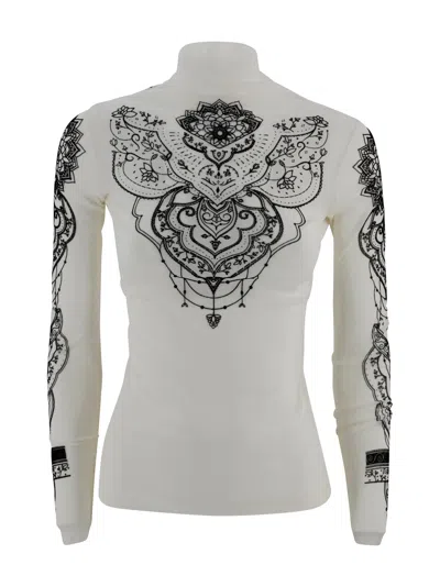 D Exterior Sweater With Embroidery In Neutral