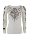 D Exterior Sweater With Embroidery In White