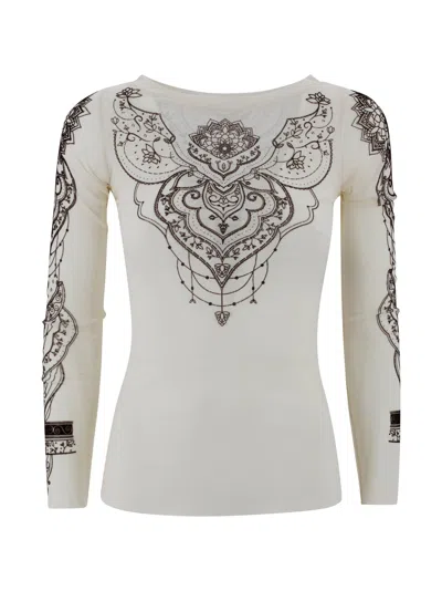 D Exterior Sweater With Embroidery In White