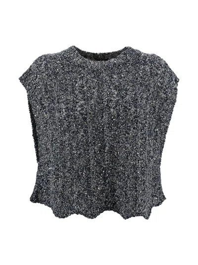 D Exterior Sweaters Made Of Sequins In Black