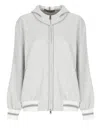 D Exterior D. Exterior Hooded Sweatshirt With Lurex Herringbone Pattern In White