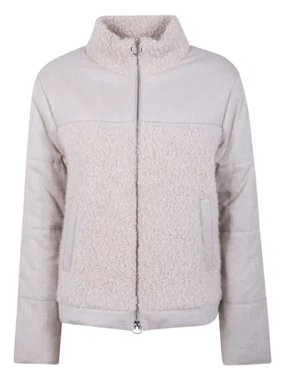 D EXTERIOR TEDDY-PANELLED QUILTED JACKET