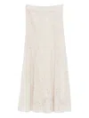 D Exterior Textured Knee-length Skirt With Lace-like Knit In Neutral