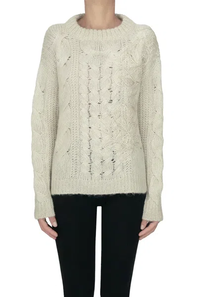 D Exterior Textured Knit Pullover In Multi