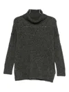 D Exterior Textured Knit Sweater With Diamond Openwork Details In Gray
