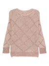 D Exterior Sequin-embellished Diamond-pattern Sweater In Pink