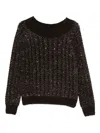 D Exterior Textured Knit Sweater With Subtle Sparkle In Black