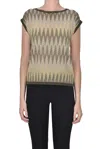D Exterior Textured Lamè Knit Top In Animal Print