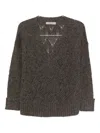 D Exterior Textured Openwork Brown Sweater With Relaxed Fit In Gray