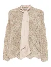 D Exterior Tie-neck Openwork Sweater In Neutral
