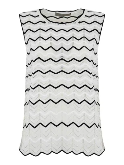 D Exterior Two-tone Lace Top In Multi