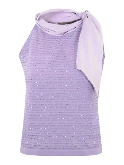 D Exterior Viscose Top With Sequins In Light Purple