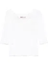 D Exterior Top In White With Lace Neck In White