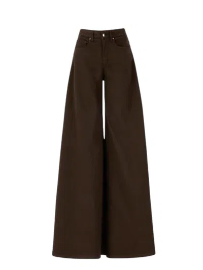 D Exterior T-shirt Woman D.exterior - T-cotton Stretch Pant Very Wide - Brown In Black