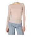 D Exterior Tulle Crew Neck Blouse In Neutral