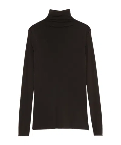 D Exterior Turtleneck Long-sleeve T-shirt In Black