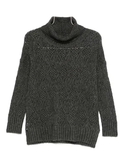D Exterior Turtleneck Sweater In Gray