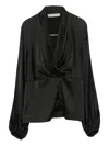 D Exterior Twisted Buttoned Blouse In Black