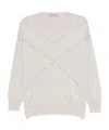 D Exterior V-neck Embellished Knitwear In White