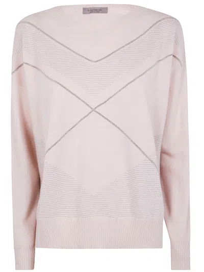 D Exterior D. Exterior V Neck Intarsio Lux Sweater In Pink