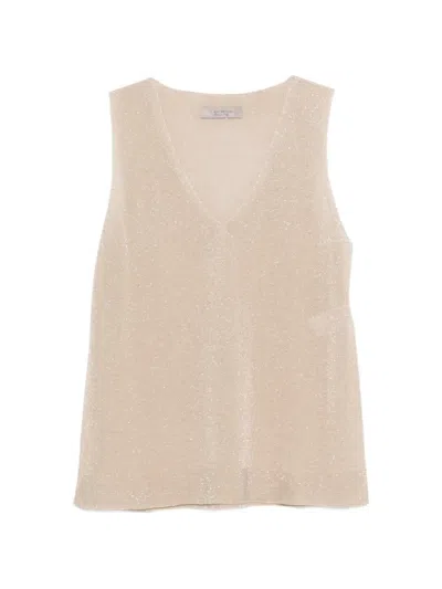 D Exterior V-neck Sleeveless Top In Gold