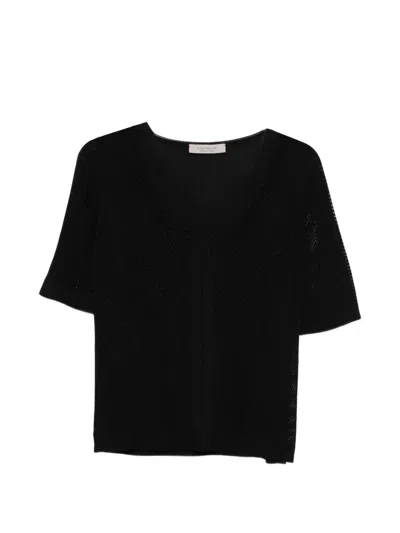 D Exterior V-neck T-shirt In Black