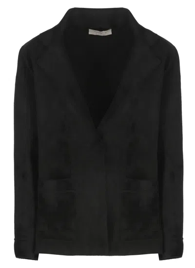 D Exterior Velvet Blazer In Black