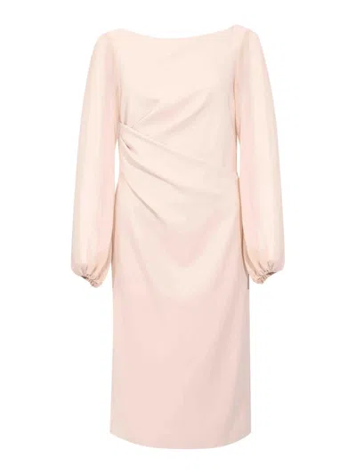 D Exterior Fluid Crepe Midi Dress In Pink