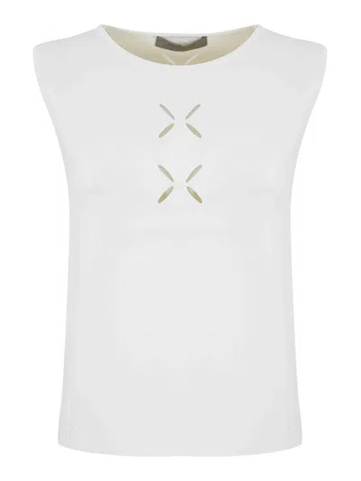 D Exterior Viscose Flower Top In Gray
