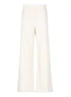 D Exterior D. Exterior Ivory Wide-leg Viscose Pants With Herringbone Pattern In White