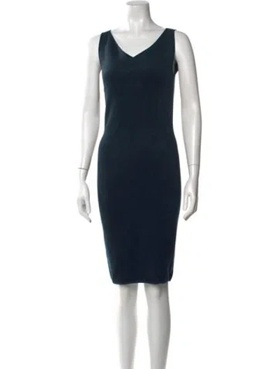 Pre-owned D Exterior V-neck Knee-length Dress In Blue