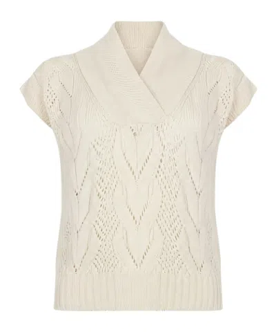 D Exterior V-neck Knit Vest In Ivory