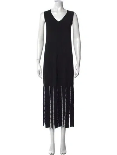 Pre-owned D Exterior V-neck Long Dress In Black