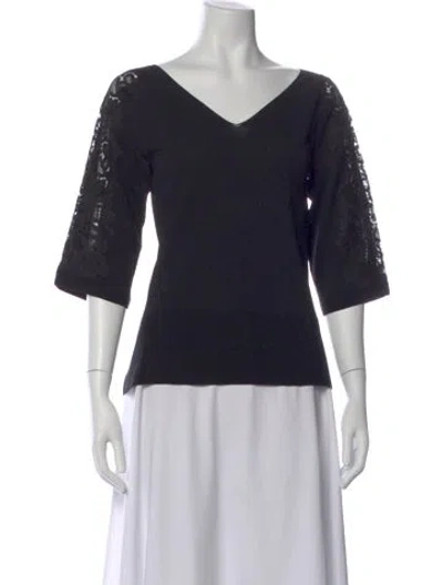 Pre-owned D Exterior V-neck Three-quarter Sleeve Top In Multi