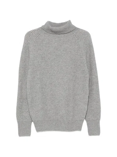 D Exterior Waffle-knit Roll-neck Sweater In Gray